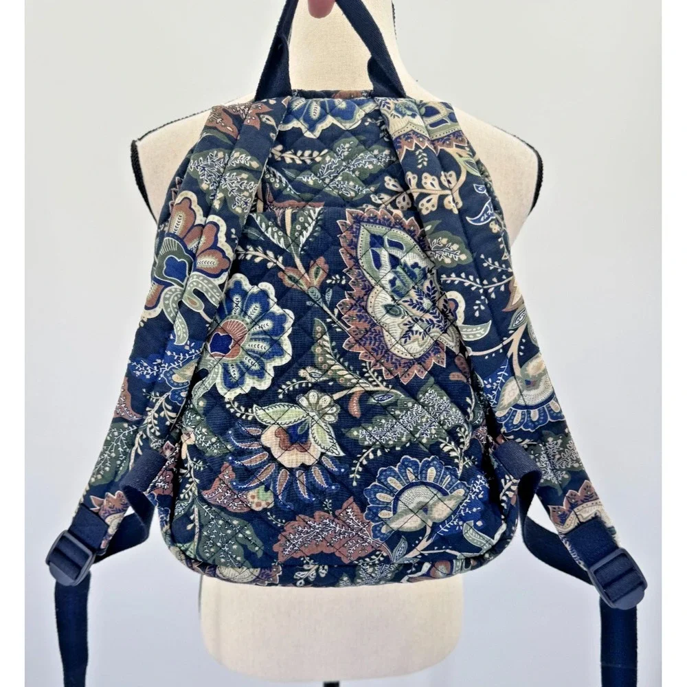 Vera Bradley Java Navy Camo Floral Paisley Small Quilted Backpack Retired Travel